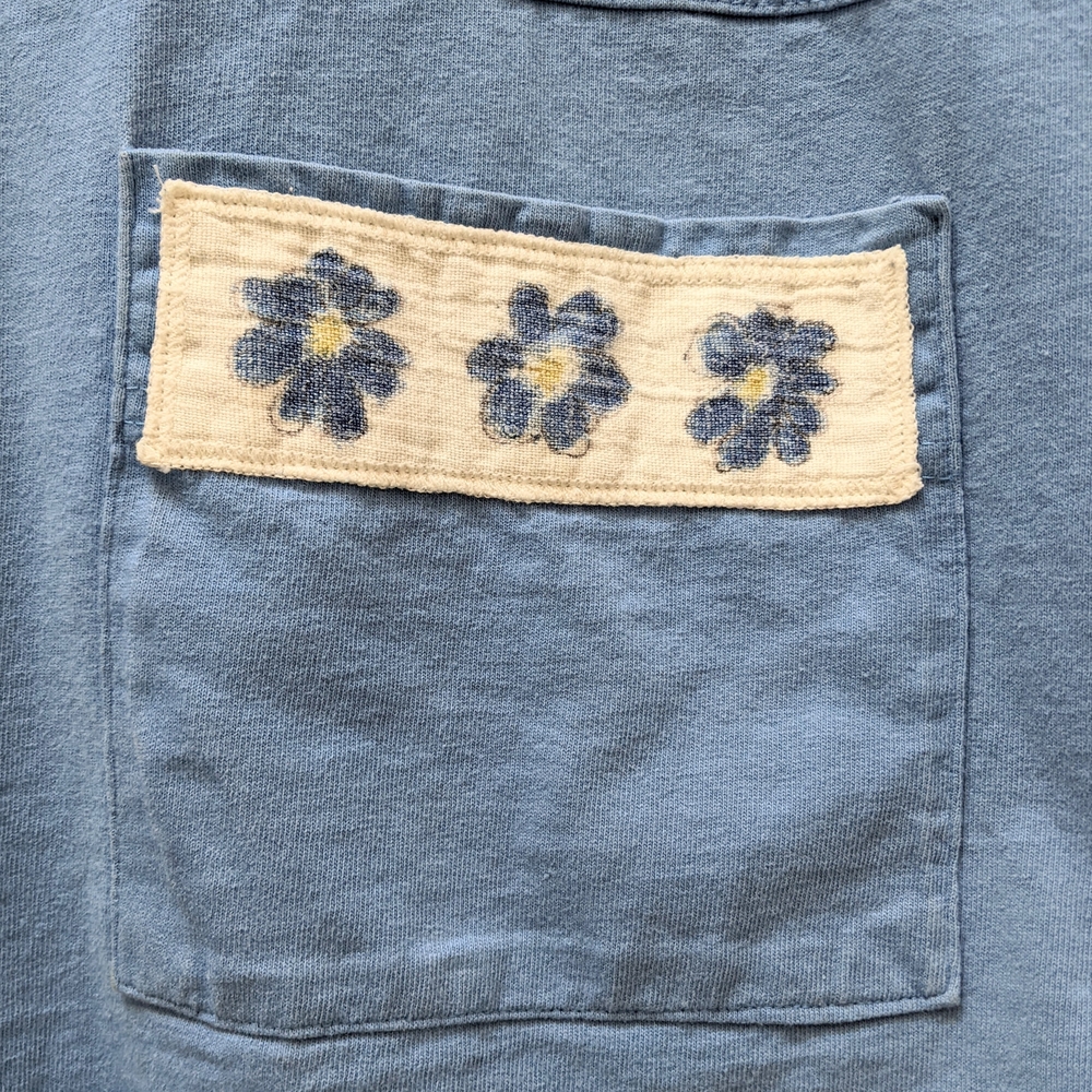 Vintage Coldwater Creek Blue Cotton Tunic Top with Flower Pocket in EUC - Picture 3 of 5